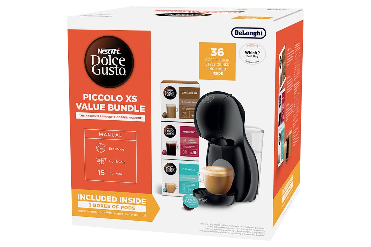 Nescafé Dolce Gusto Piccolo XS Pod Coffee Machine by De'Longhi - Value Bundle | EDG210.BGY | Black-7