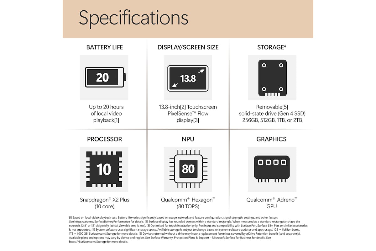 Microsoft Surface 13.8" Laptop Snapdragon X2 Plus (10 Core) | 16GB | 512GB | Qualcomm Adreno | Dune-15