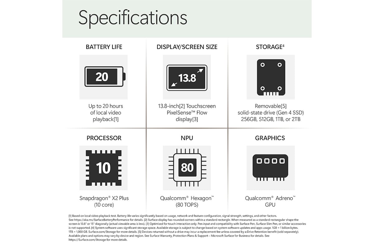 Microsoft Surface 13.8" Laptop Snapdragon X2 Plus (10 Core)  | 16GB | 512GB | Qualcomm Adreno | Jade-15