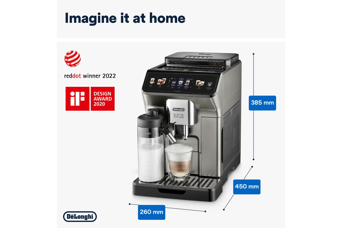 De'Longhi Eletta Explore Fully Automatic Bean-to-Cup Coffee Machine | ECAM450.86.T | Titanium-9