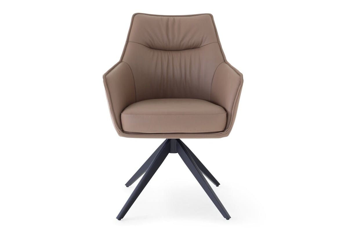 Kayleigh Carver Dining Chair | Swivel | Leather | Cappuccino