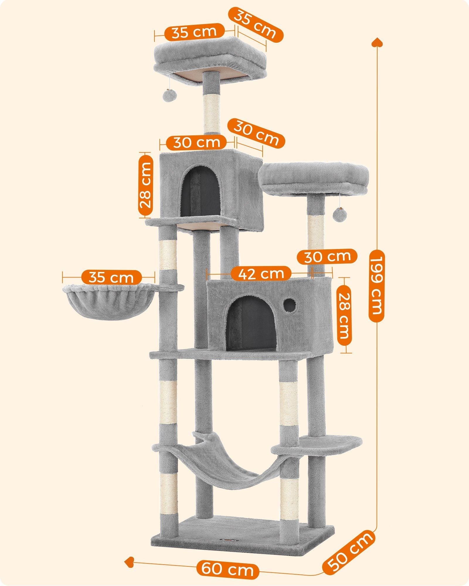 Feandrea PCT196W01 Scratching Post with Removable Covers | Light Gray-4