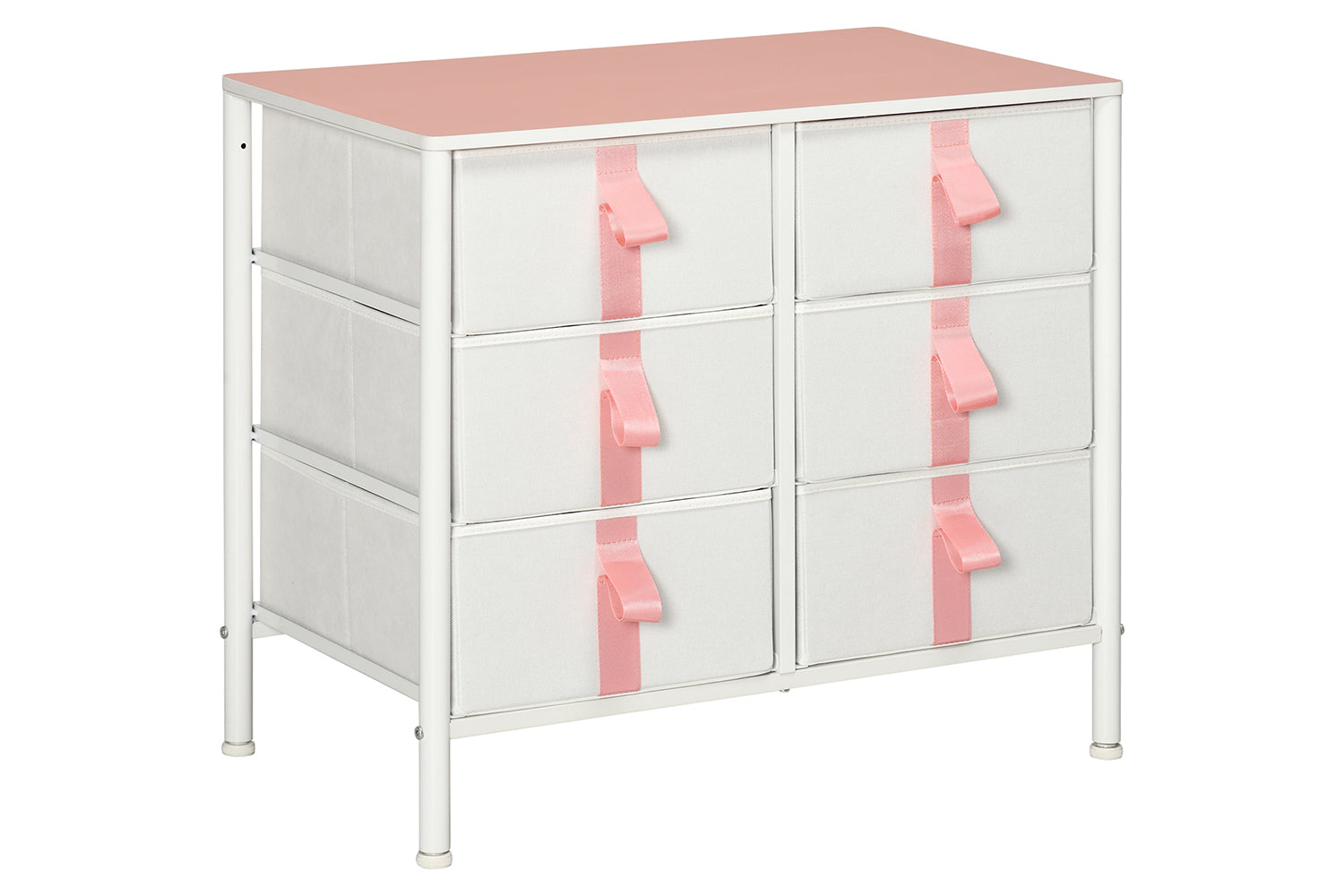 Homcom Chest of Drawers | Pink | 6 Drawer