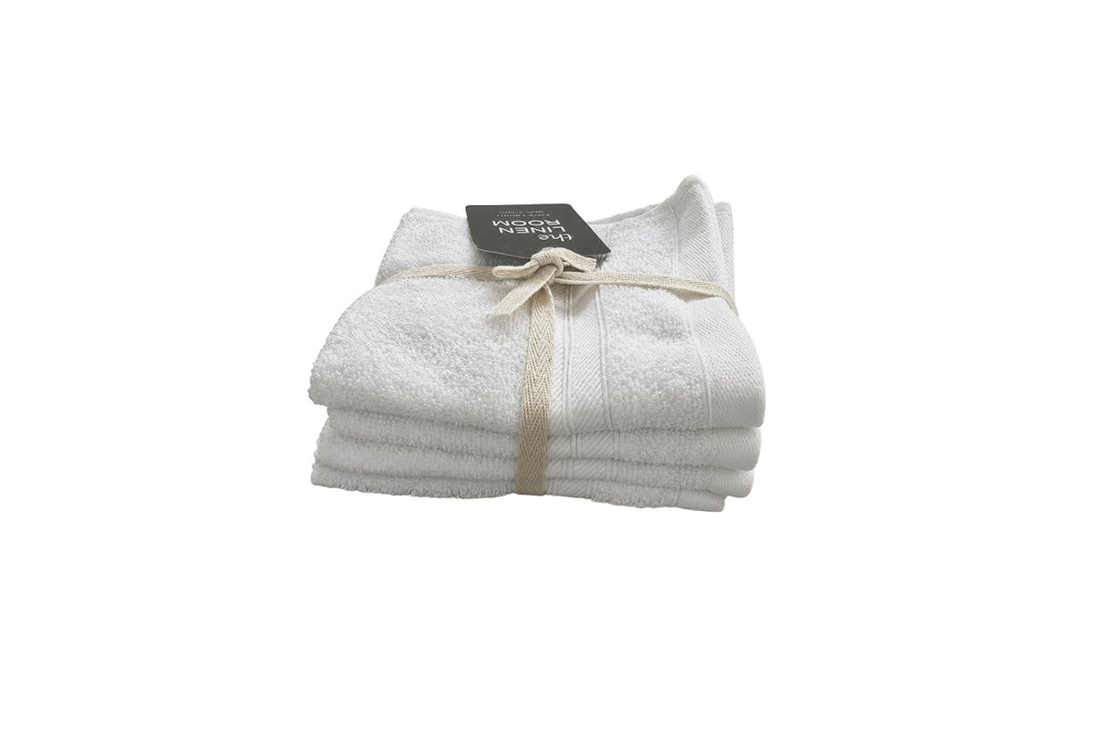 Cotton Terry Face Towel | 4 Pack | White