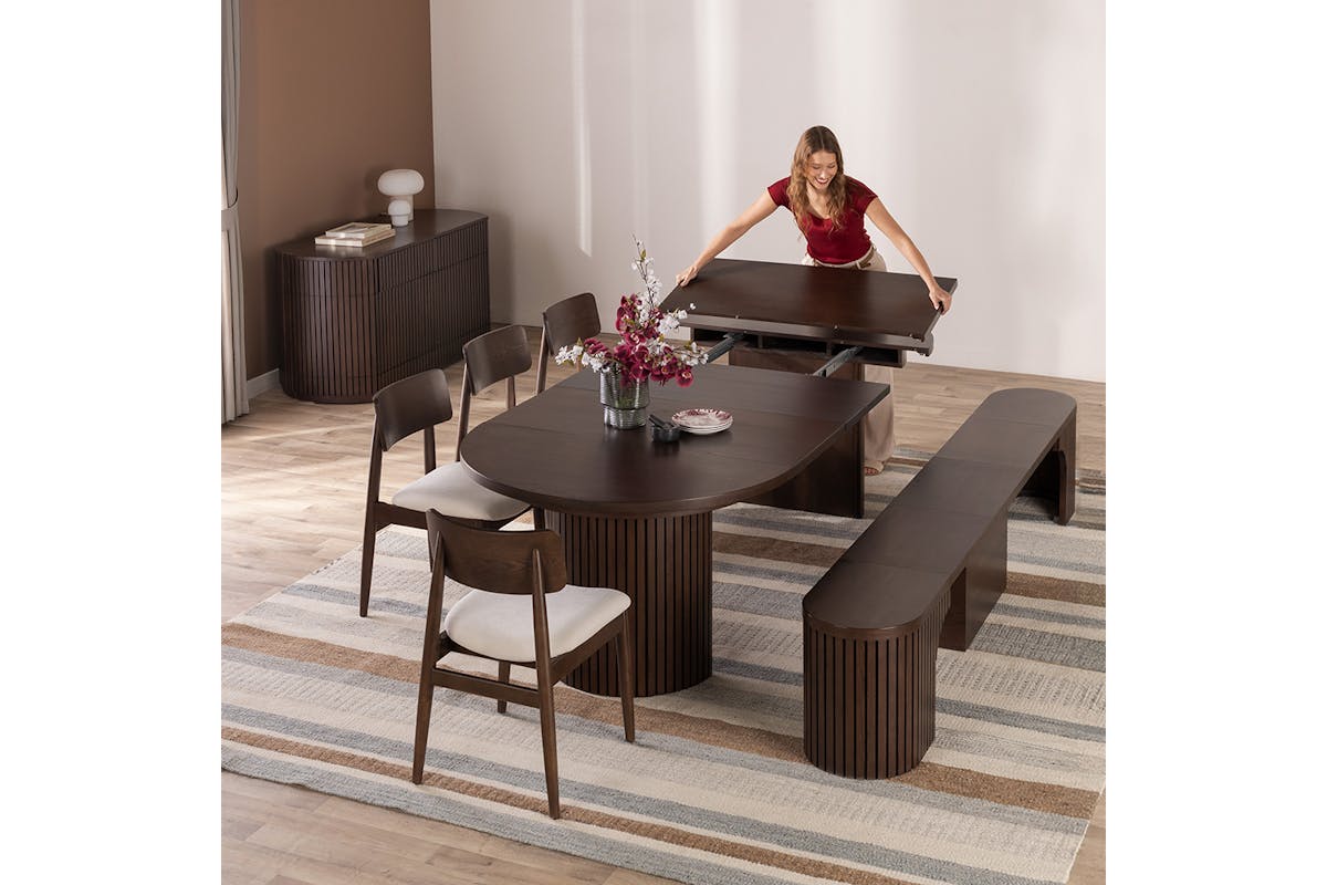 Transformer Round Extending Dining Table | Dark Walnut-2