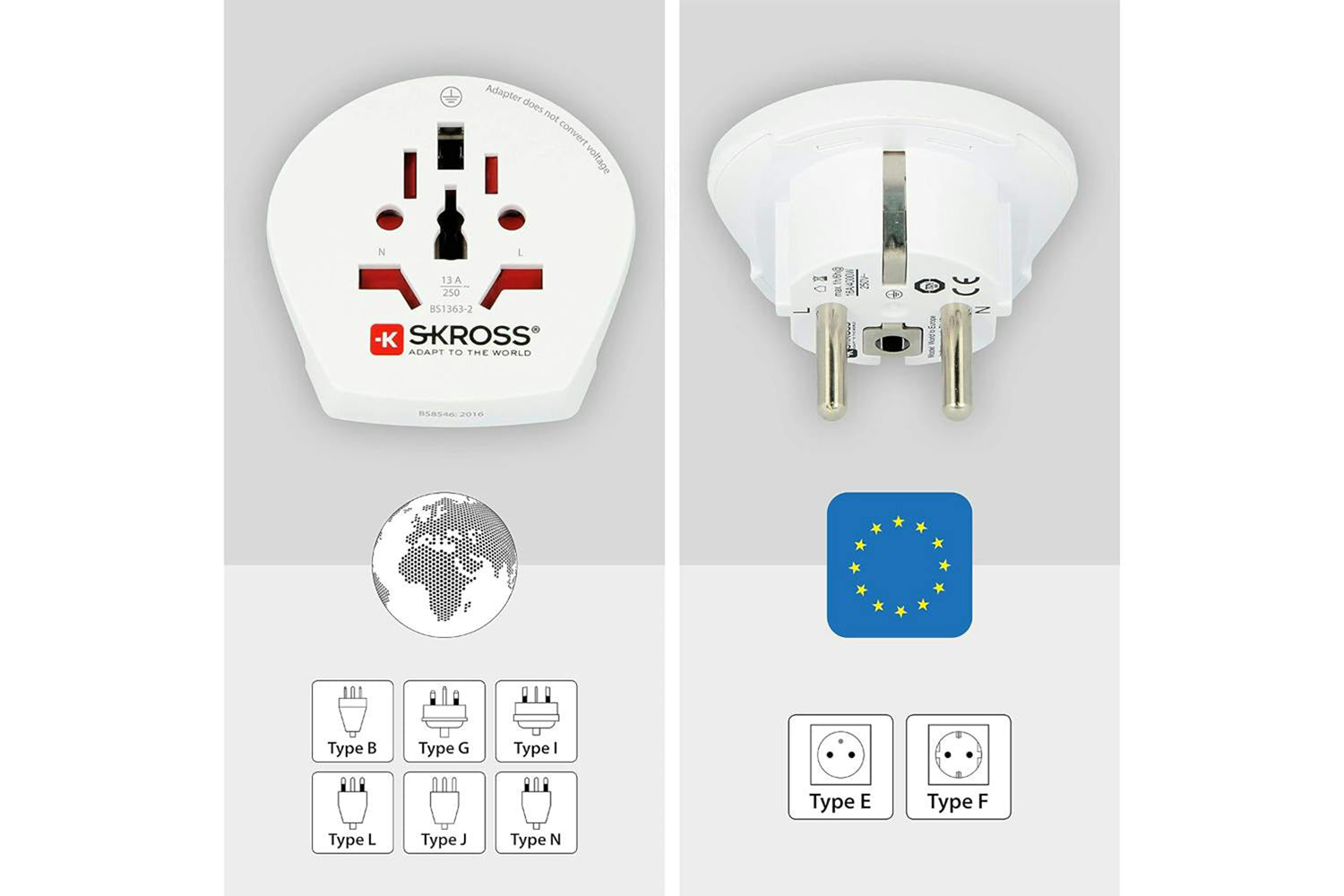 Skross World to Europe Travel Adapter | White-4