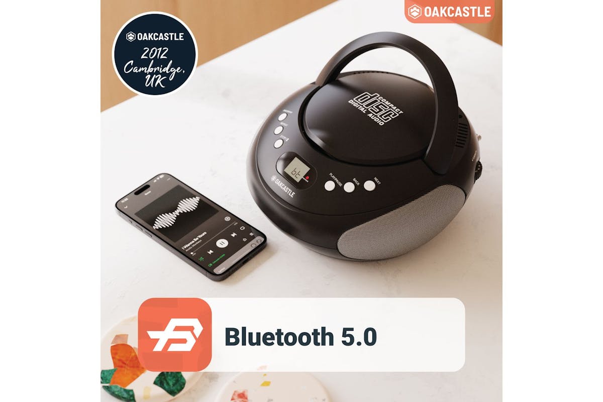 Majority Audio | Oakcastle CD250 Portable CD Player Boombox | Bluetooth & FM Radio | Black-2