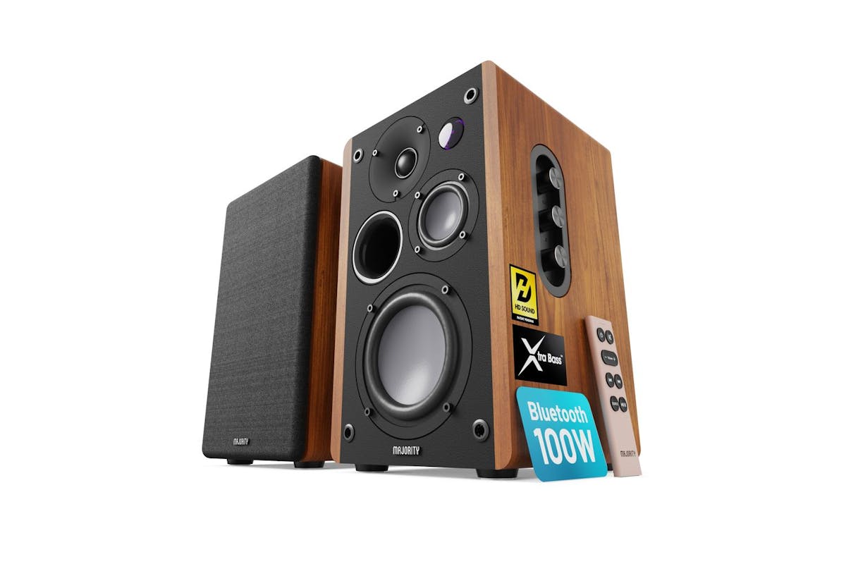 Majority D100 Bookshelf Speakers | Hi-fi Audio | Metal Speaker Cones | 100w-3