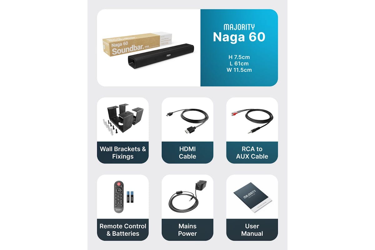 Majority Naga 60 | 2.1 Bluetooth Soundbar | 120 Watts-5