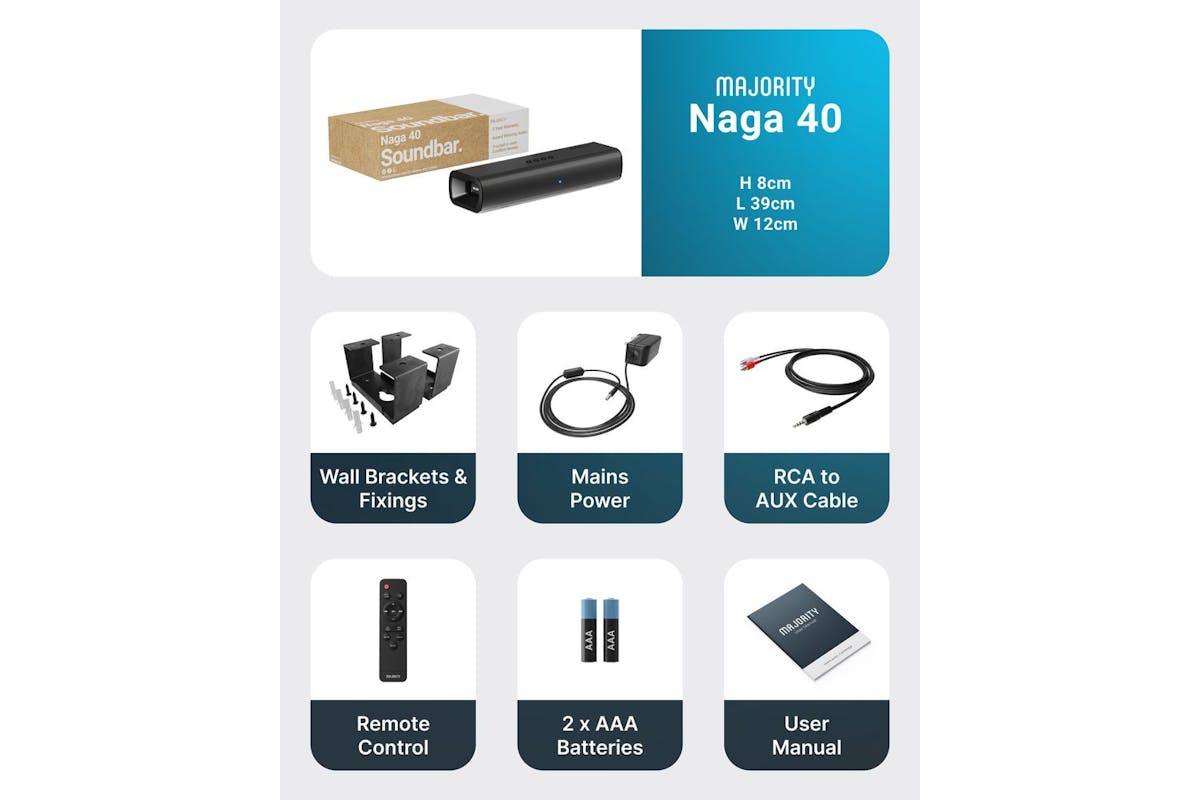 Majority Naga 40 2.1 | Bluetooth Soundbar | 70w-6