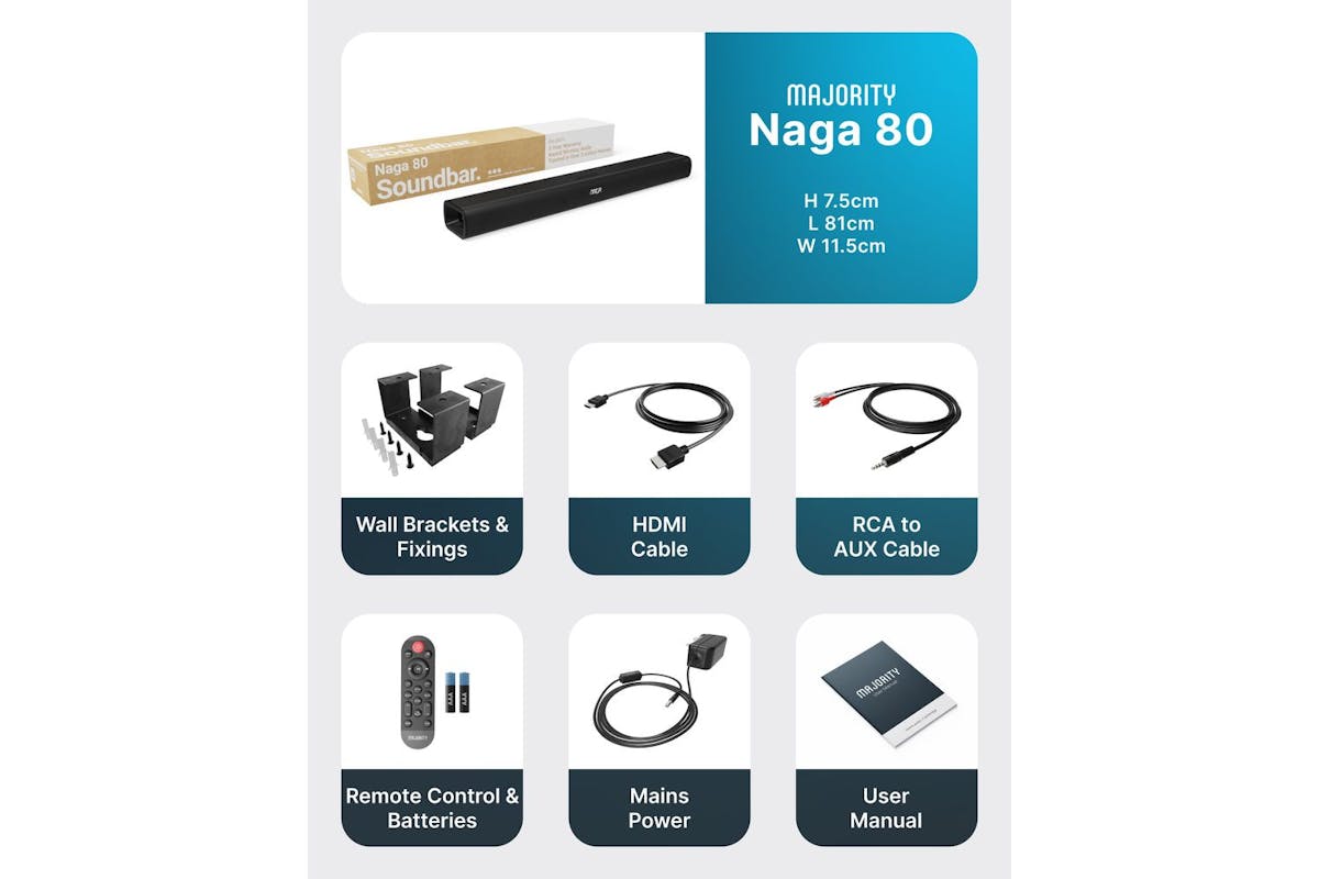 Majority Naga 80|2.1 Bluetooth Soundbar|140w-5
