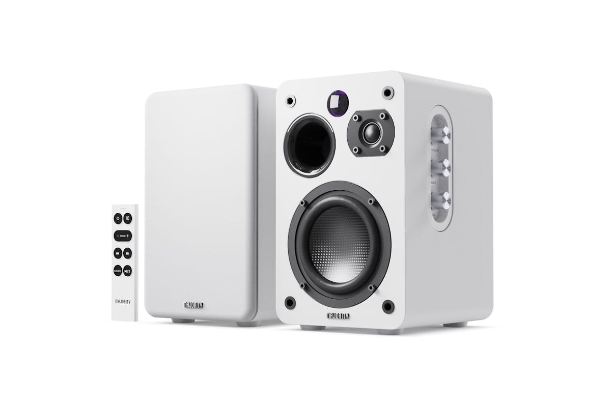 Majority D70x Active Bluetooth Bookshelf Speakers - White