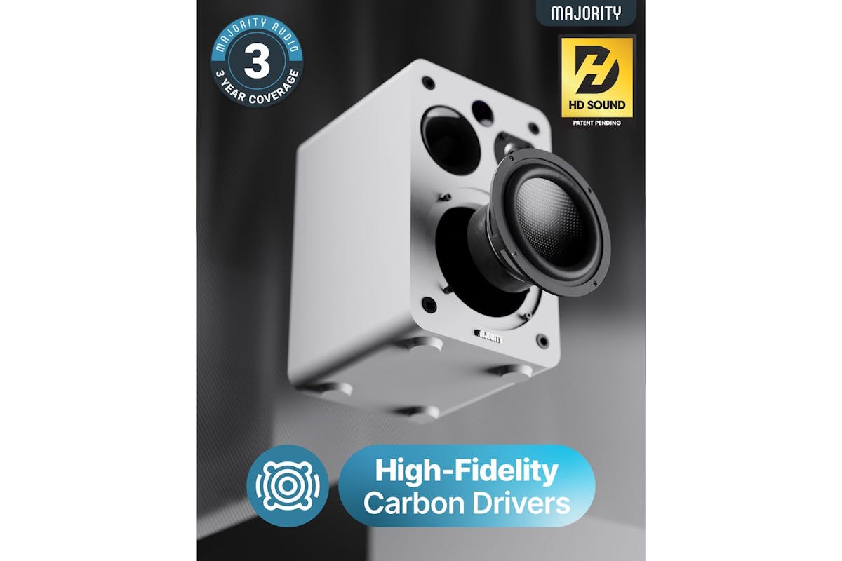 Majority D70x Active Bluetooth Bookshelf Speakers - White-6