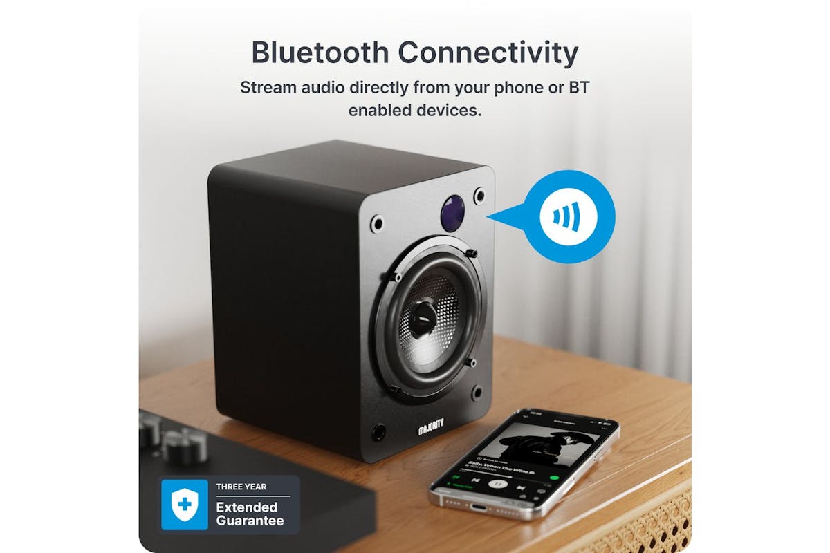 Majority D50x Black Bluetooth Bookshelf Speakers-8