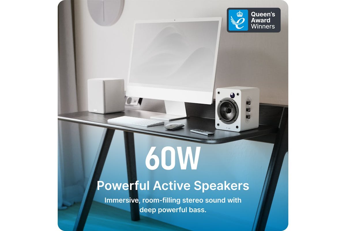 Majority D50x White Bluetooth Bookshelf Speakers-6
