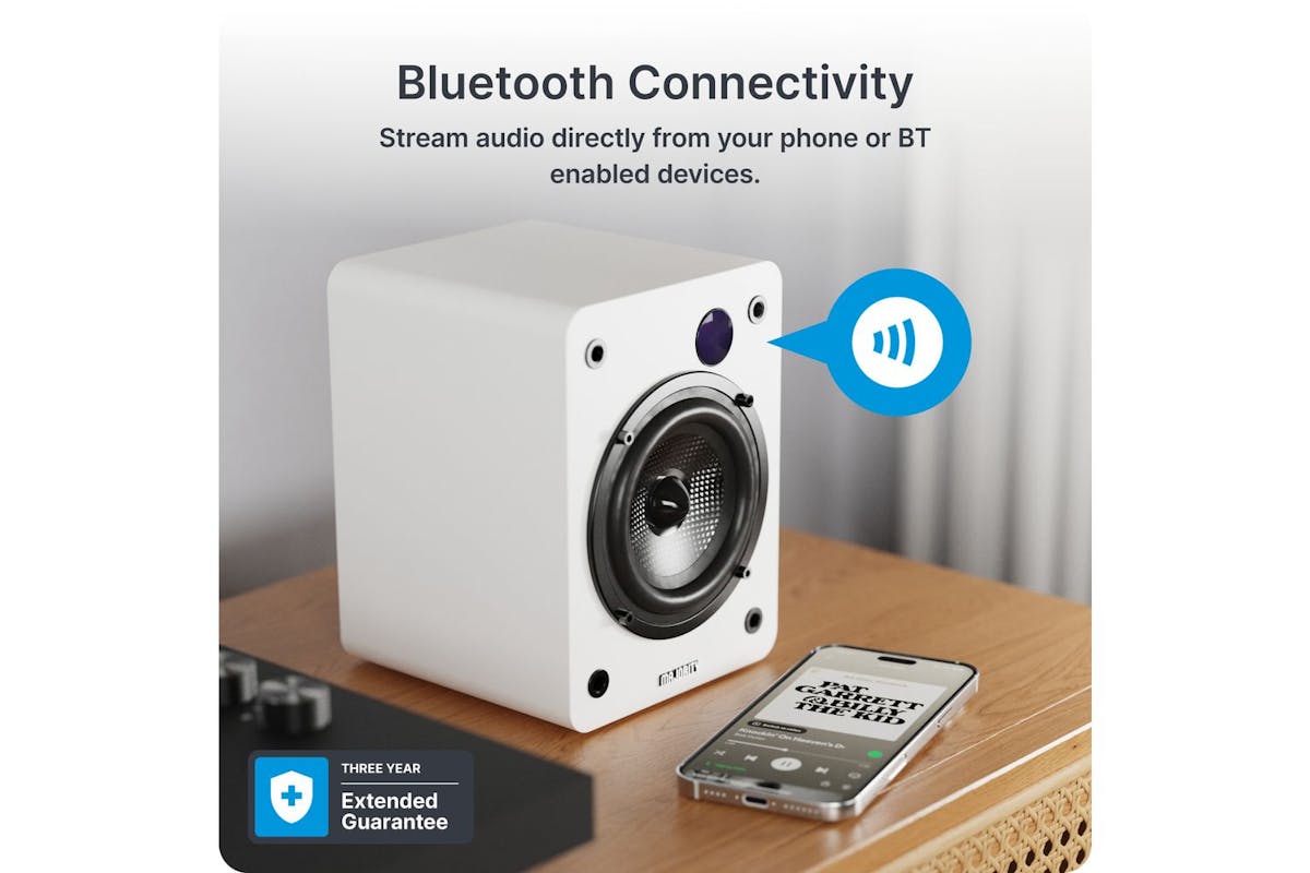 Majority D50x White Bluetooth Bookshelf Speakers-8