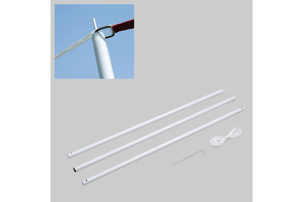 Outsunny Iron Awning Sail Shade Pole Kit | White-2