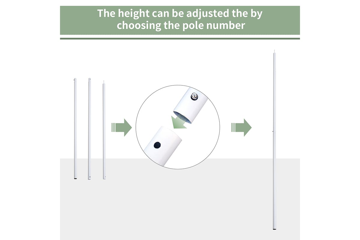 Outsunny Iron Awning Sail Shade Pole Kit | White-4