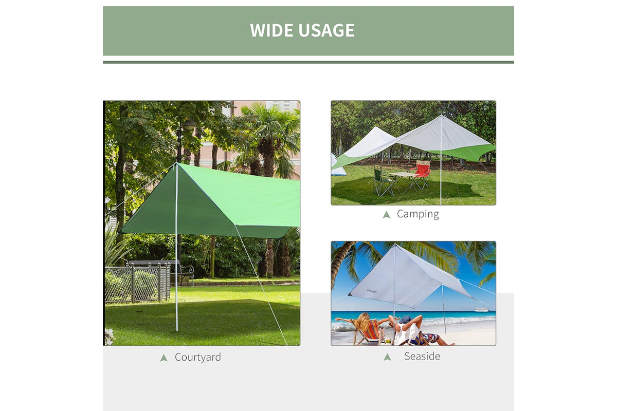 Outsunny Iron Awning Sail Shade Pole Kit | White-6