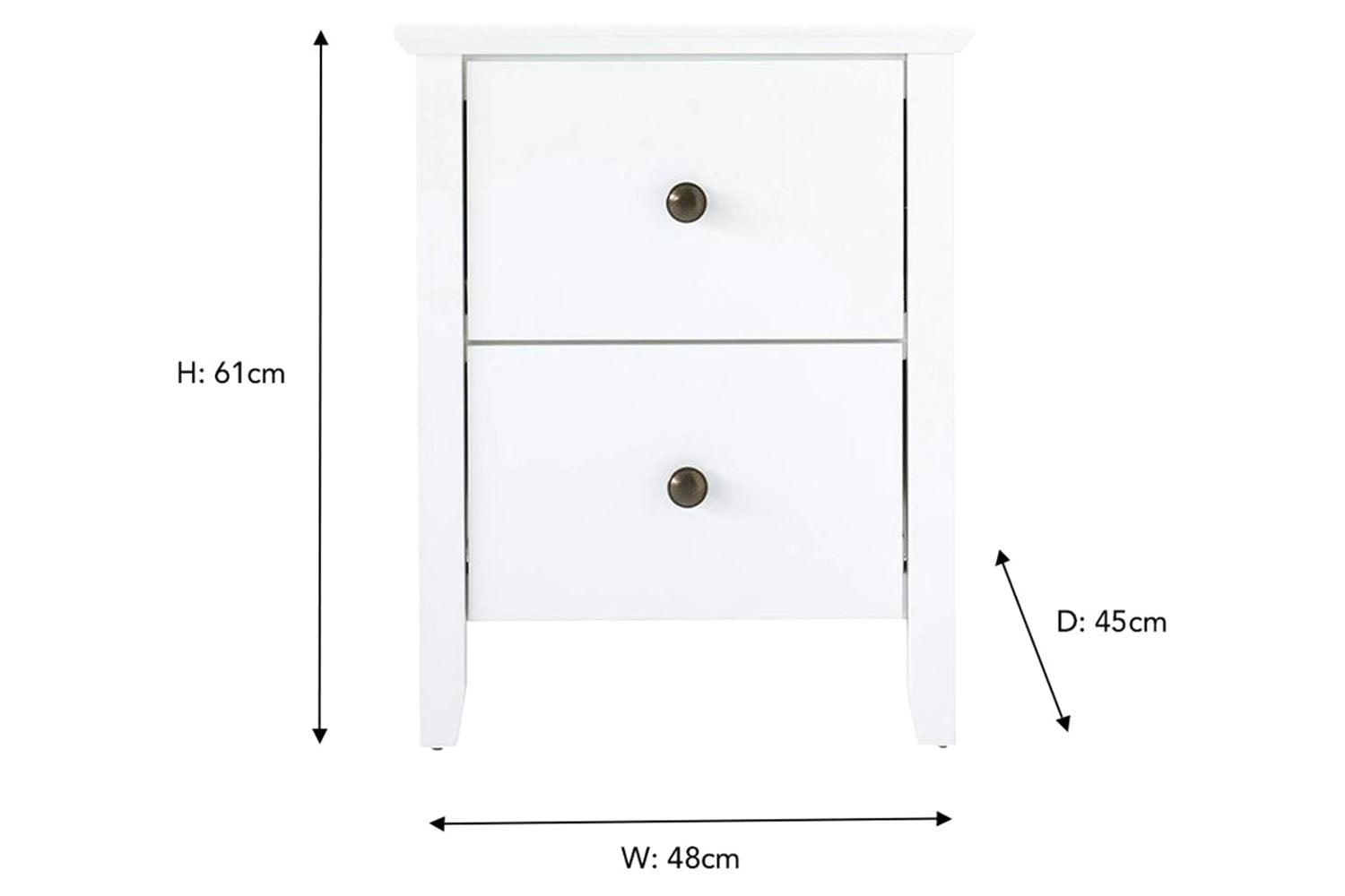 Ezra Bedside Locker | 2 Drawer | White-3