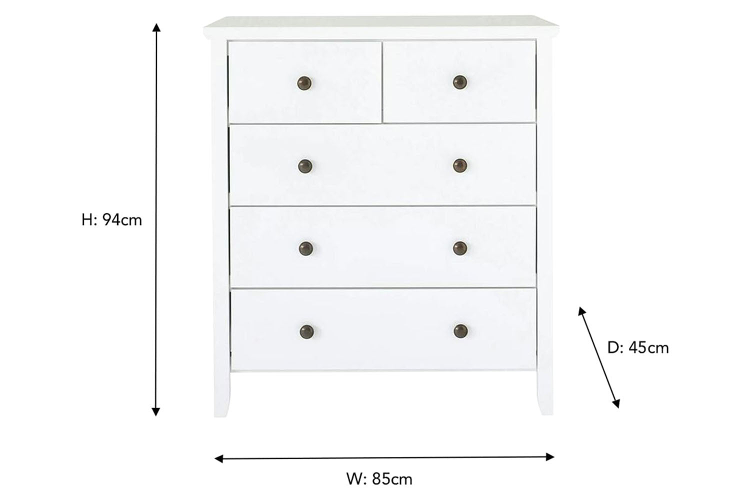 Ezra Chest Of Drawer | 5 Drawer | White-3
