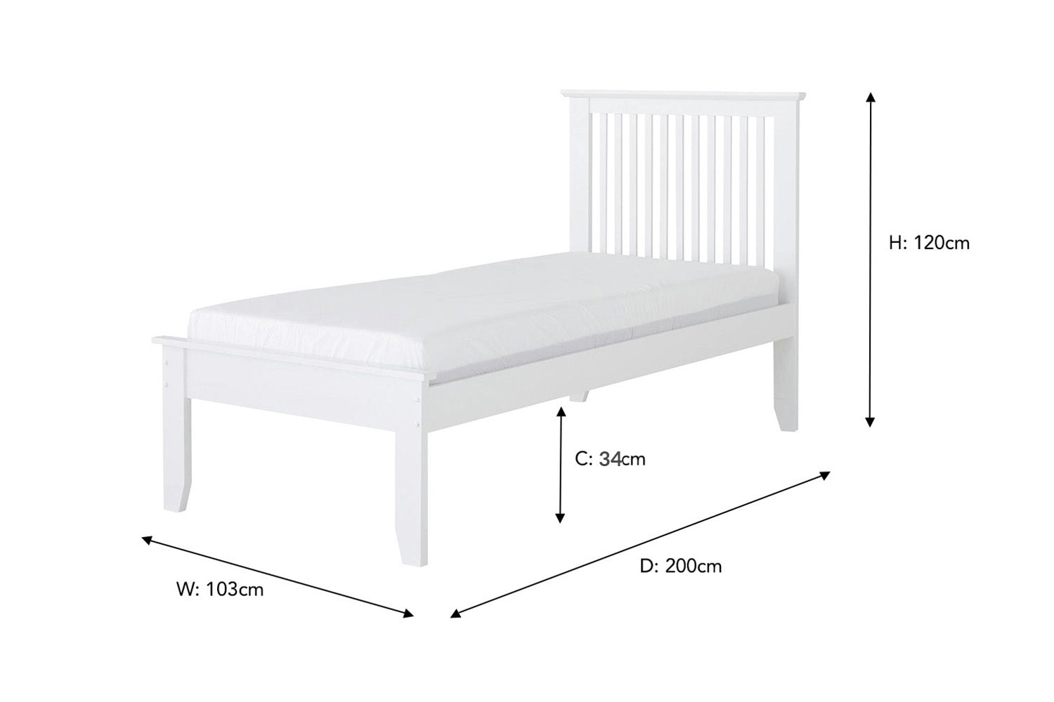 Ezra Bed Frame | Single | 3ft | White-3