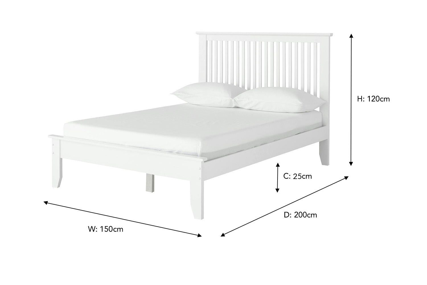Ezra Bed Frame | Double | 4ft6 | White-3
