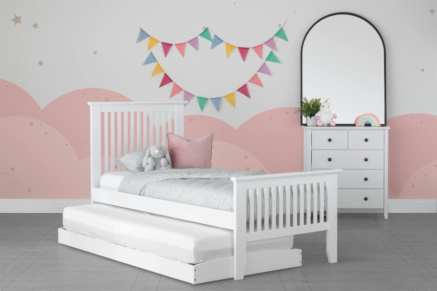 Ezra Trundle Guest Bed | White-2