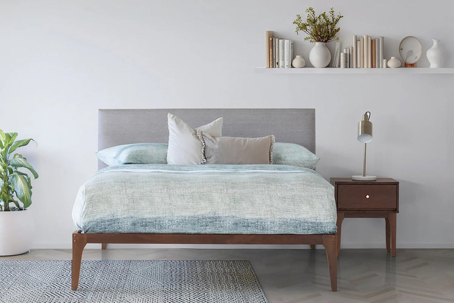 Samuel Bed Frame | Double | 4ft6 | Walnut Effect