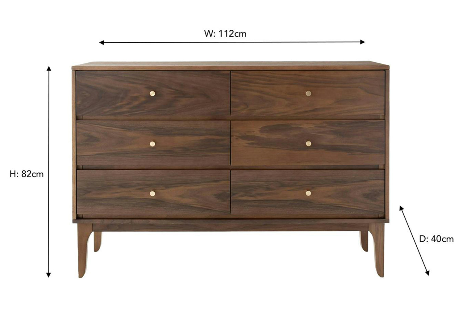 Samuel Dresser | 6 Drawer | Walnut Effect-3