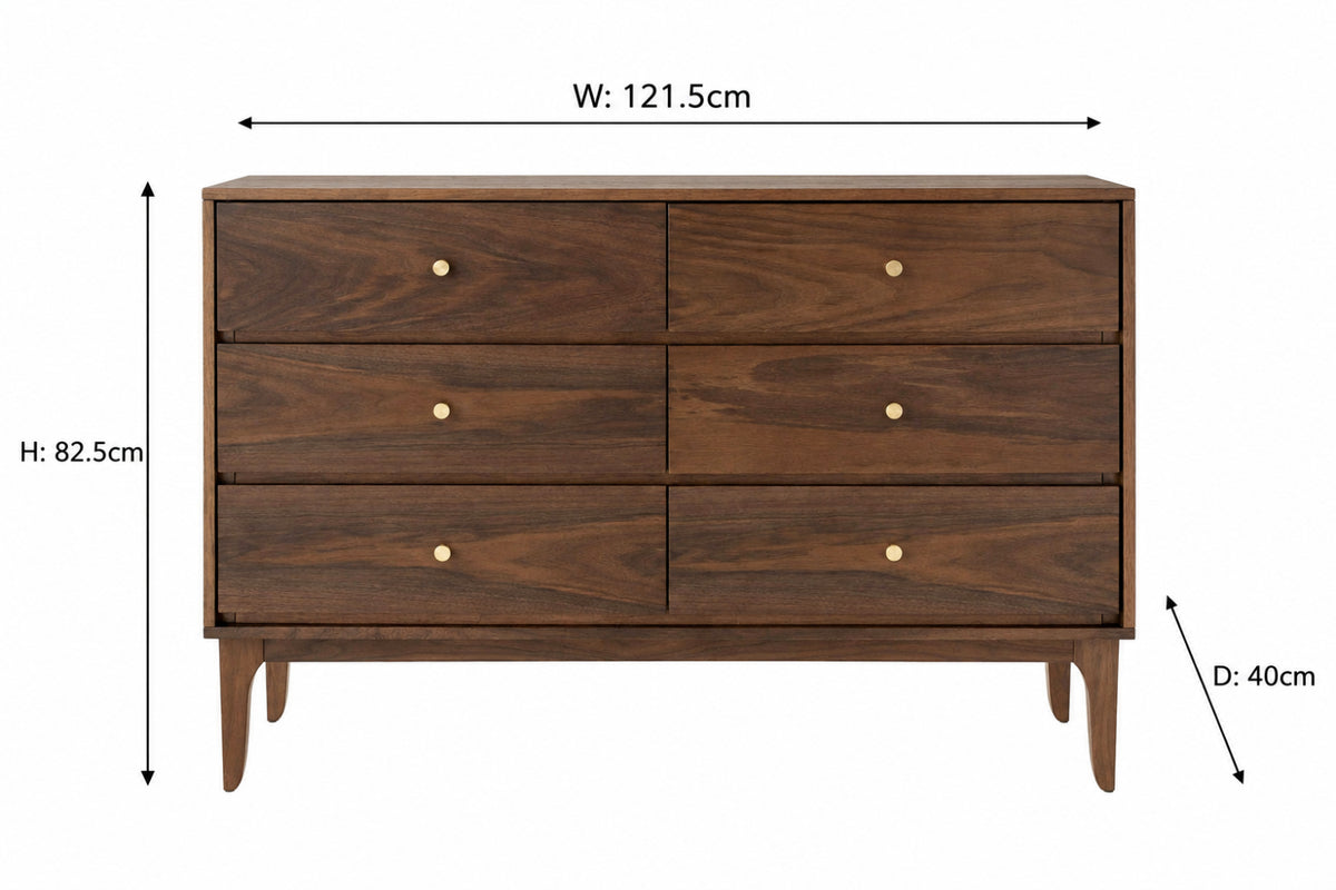 Samuel Dresser | 6 Drawer | Walnut Effect-3