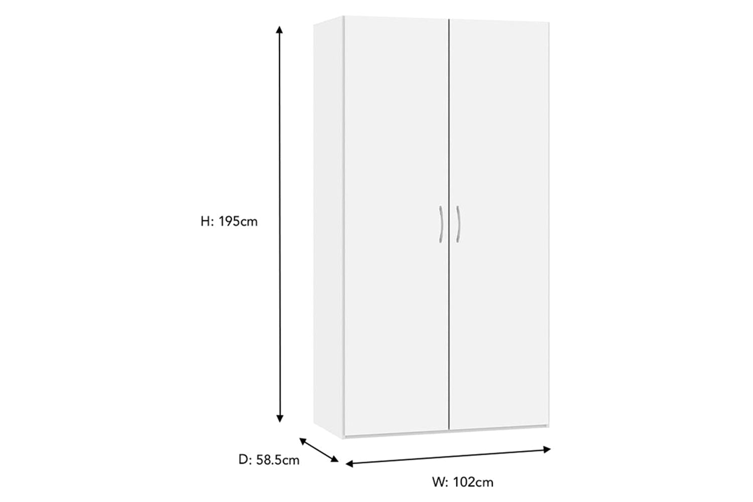 Lena Wardrobe | 2 Door | Premium White-2