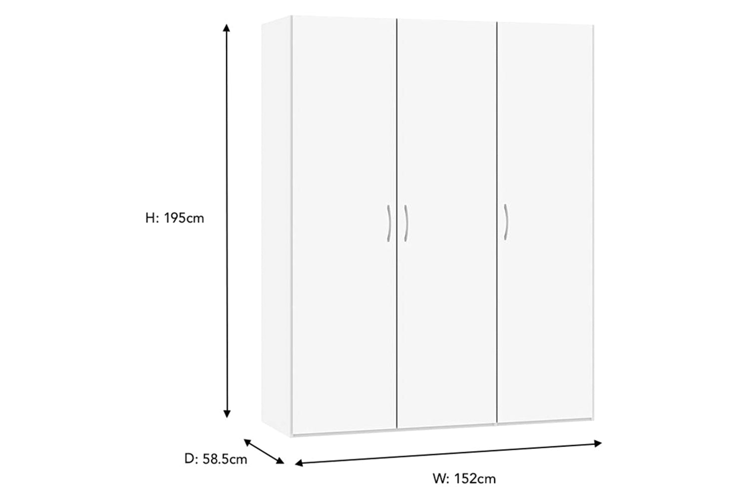 Lena Wardrobe | 3 Door | Premium White-2