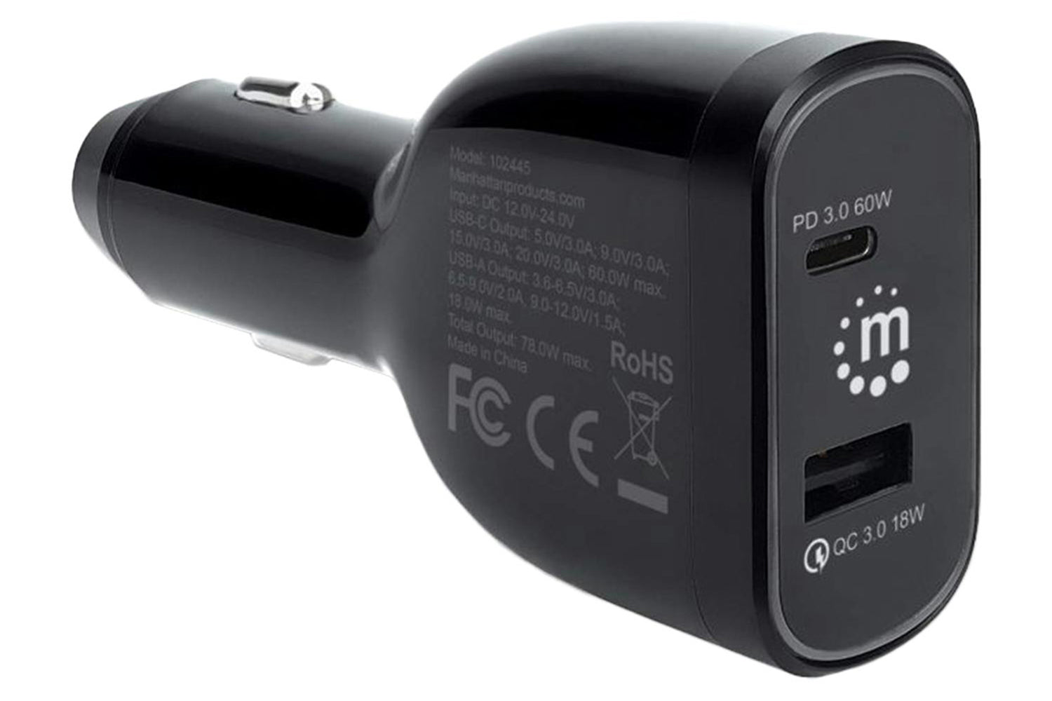 Manhattan 2-Port Power Delivery Car Charger | 78W-2