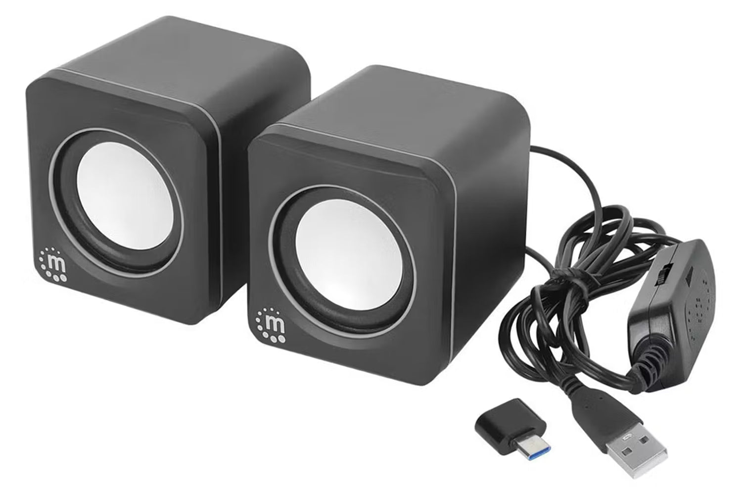 Manhattan 2600 Series Stereo Computer Speakers | Black/Silver-6