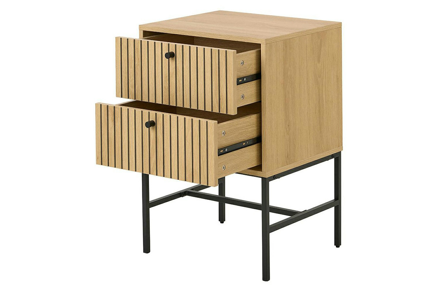 Albany Bedside Locker | 2 Drawer | Oak Effect-3