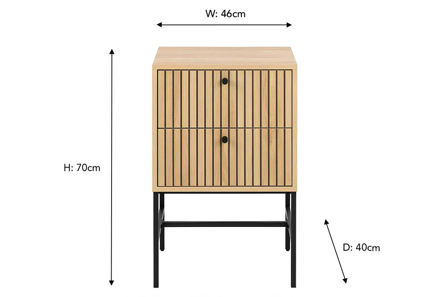 Albany Bedside Locker | 2 Drawer | Oak Effect-4