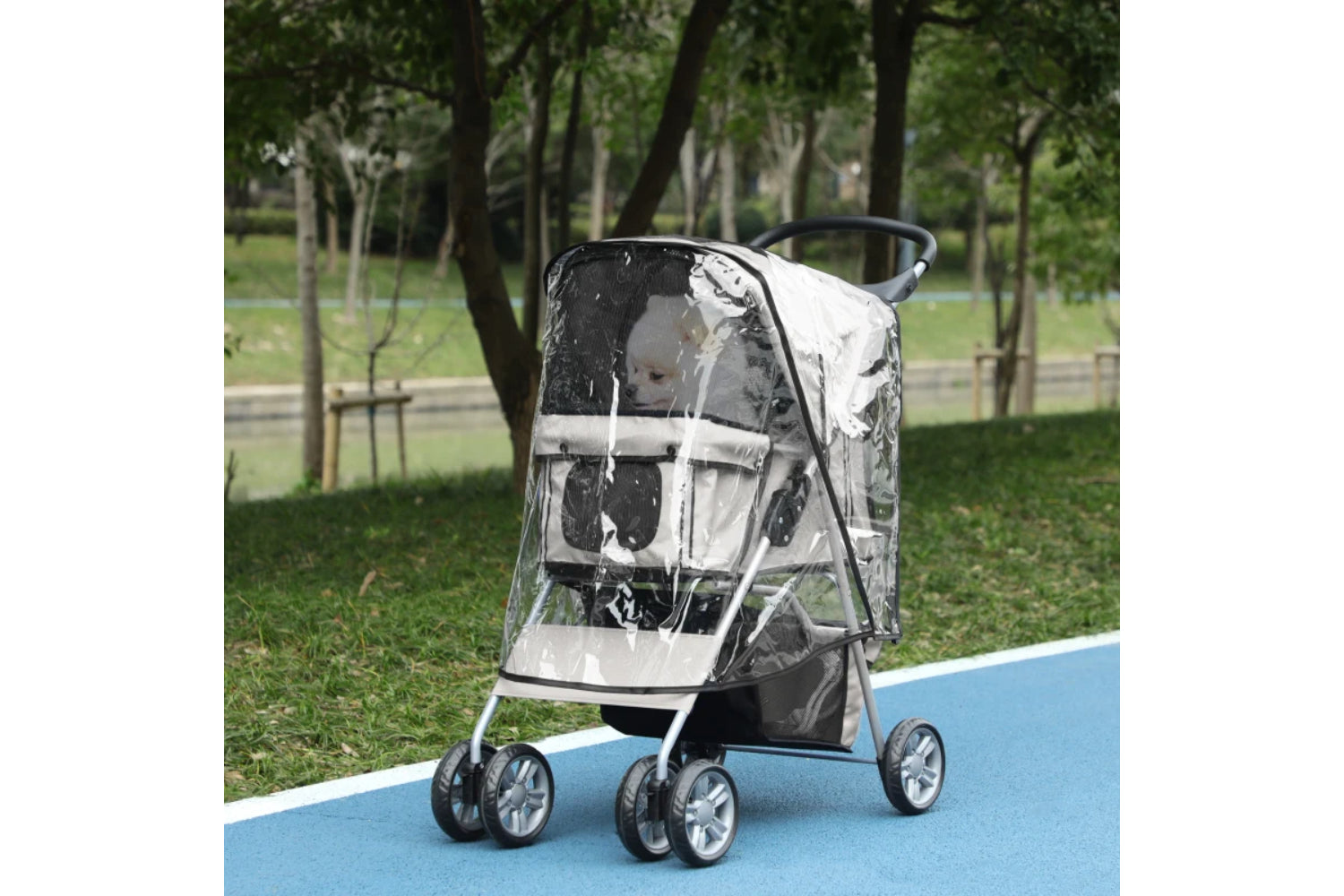 PawHut Foldable Pet Stroller | Grey-6