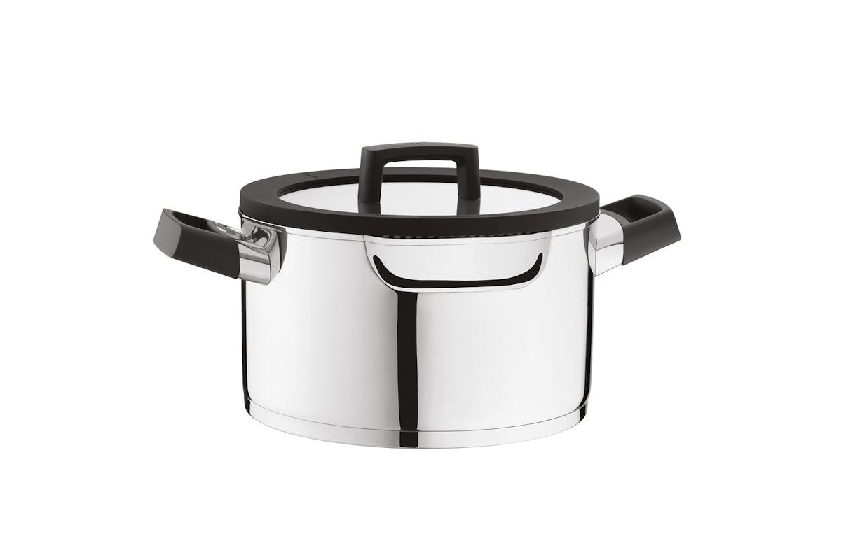 Berghoff 63 Pc Stainless Steel Pot Set | Pots And Pans | 18/10 Stainless Steel | Glass Lids | Black Handles | 20 Cm Casserole | 24 Cm Stock Pot-8