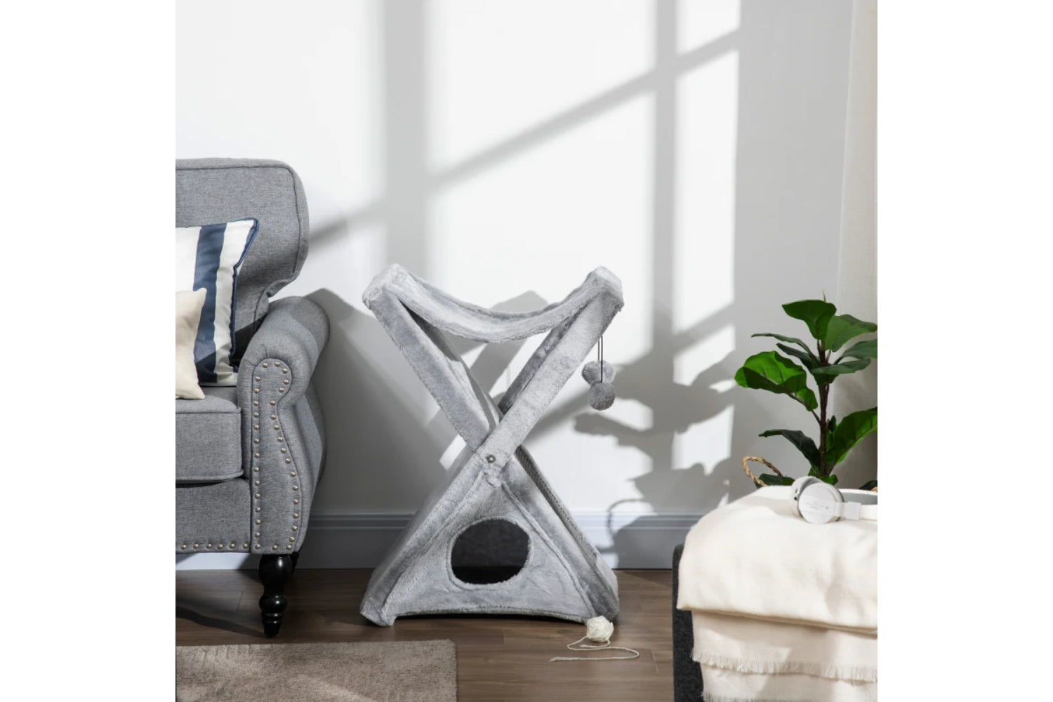 PawHut Cat Scratching Tree | Grey-8