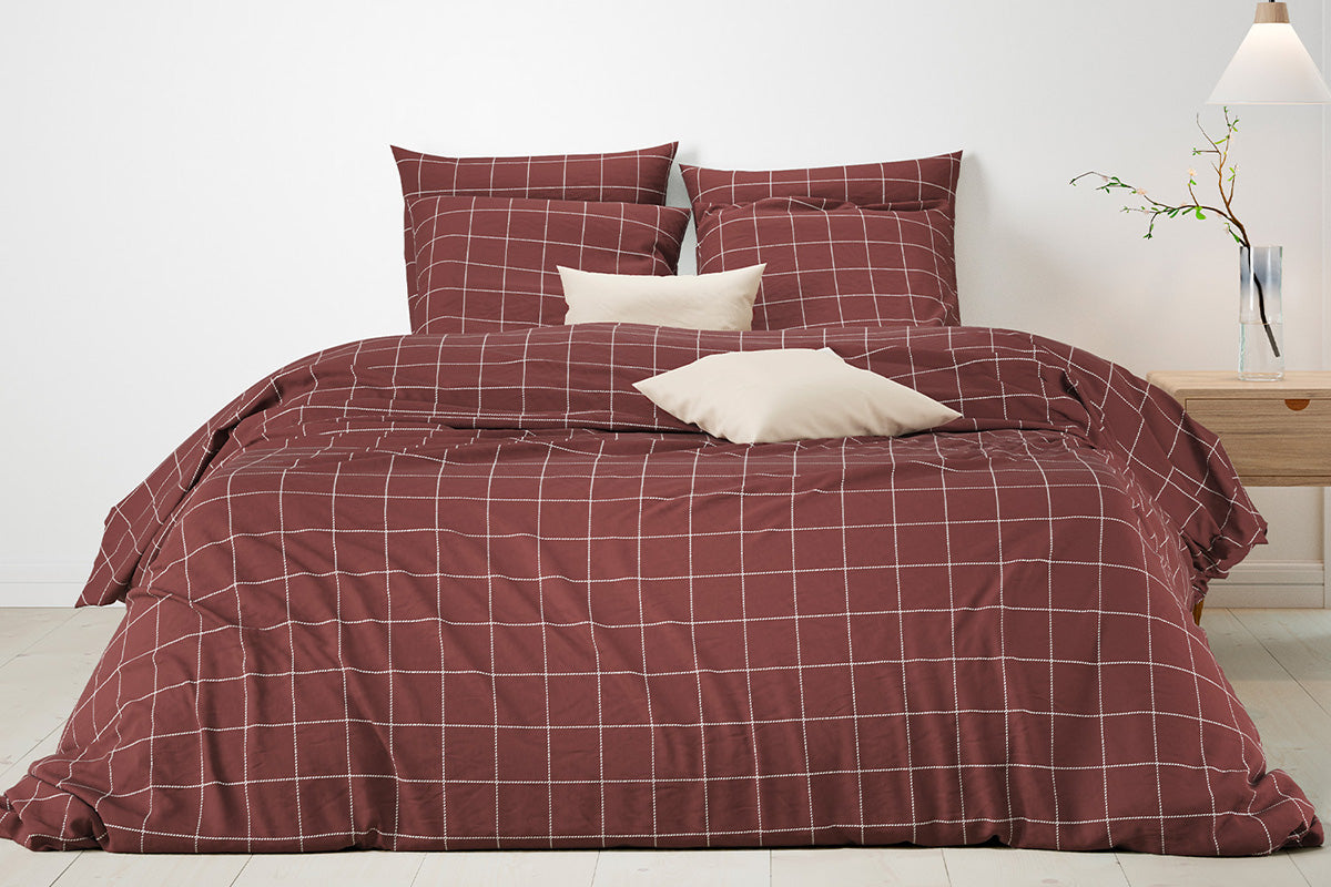 Mistral Home | Oslo Duvet Cover Set | Burgundy/White | King