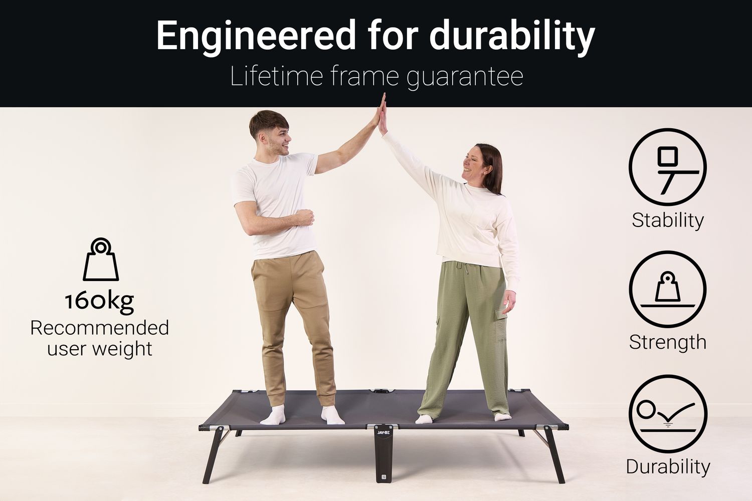 JAY-BE CE120 Compact Folding Bed | Small Double | Steel Frame | 120cm x 190cm-2