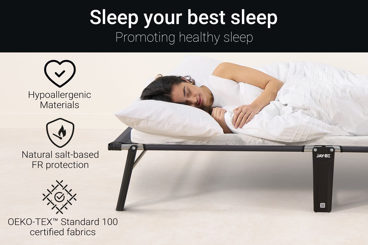 JAY-BE CE120 Compact Folding Bed | Small Double | Steel Frame | 120cm x 190cm-9