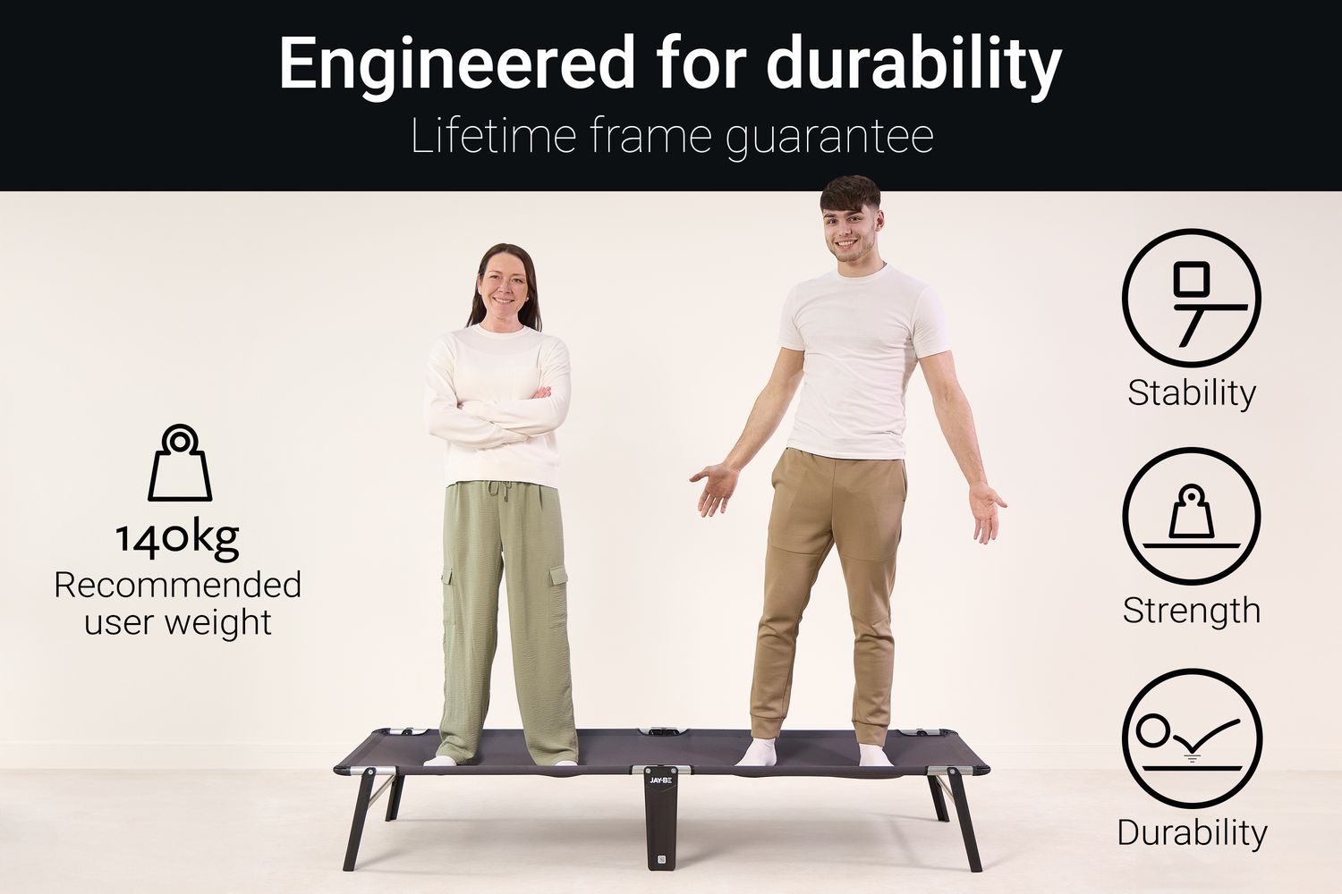 JAY-BE CE70 Compact Folding Bed | Single | Steel Frame | 70cm-2