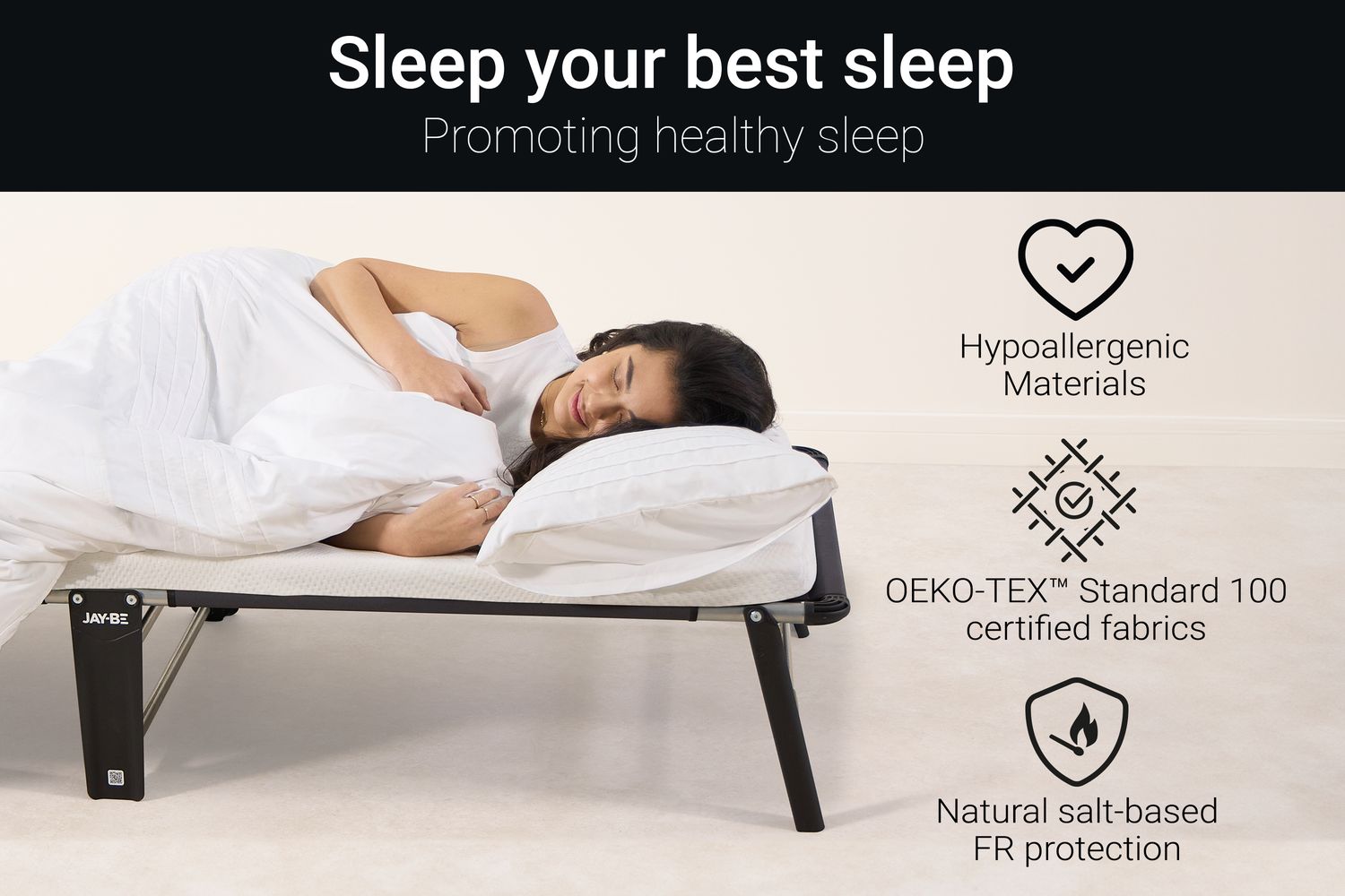 JAY-BE CE70 Compact Folding Bed | Single | Steel Frame | 70cm-9