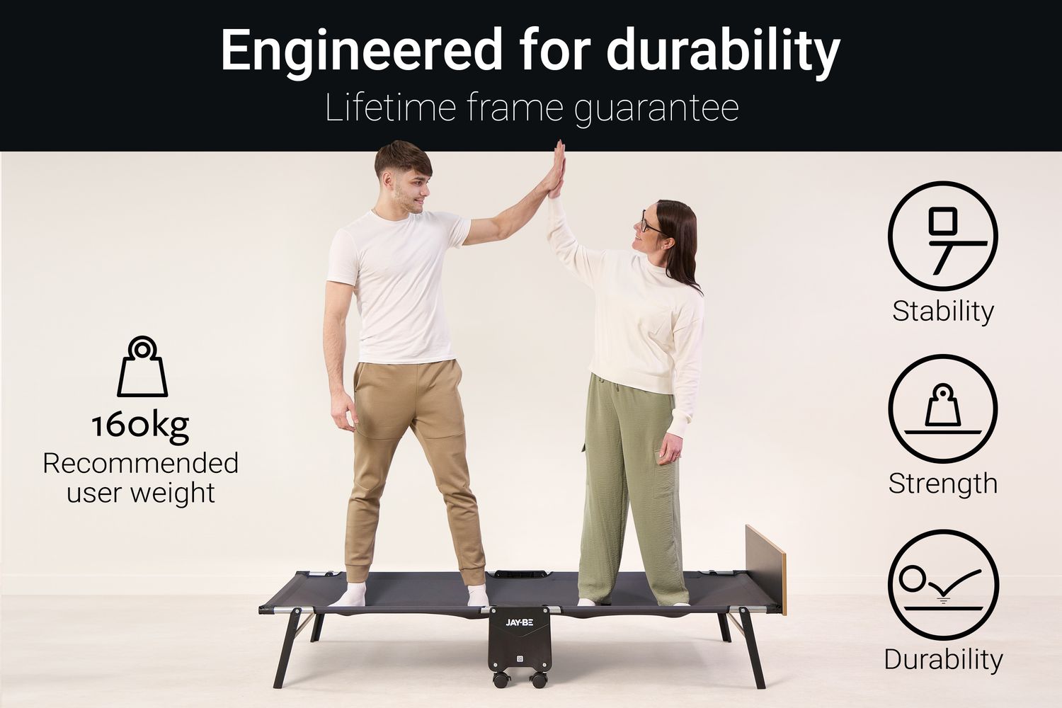 JAY-BE RE80 Rollaway Folding Bed | Single | Steel Frame | 80cm-2