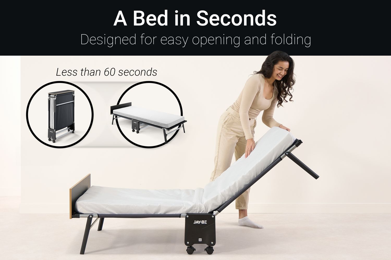 JAY-BE RE80 Rollaway Folding Bed | Single | Steel Frame | 80cm-8