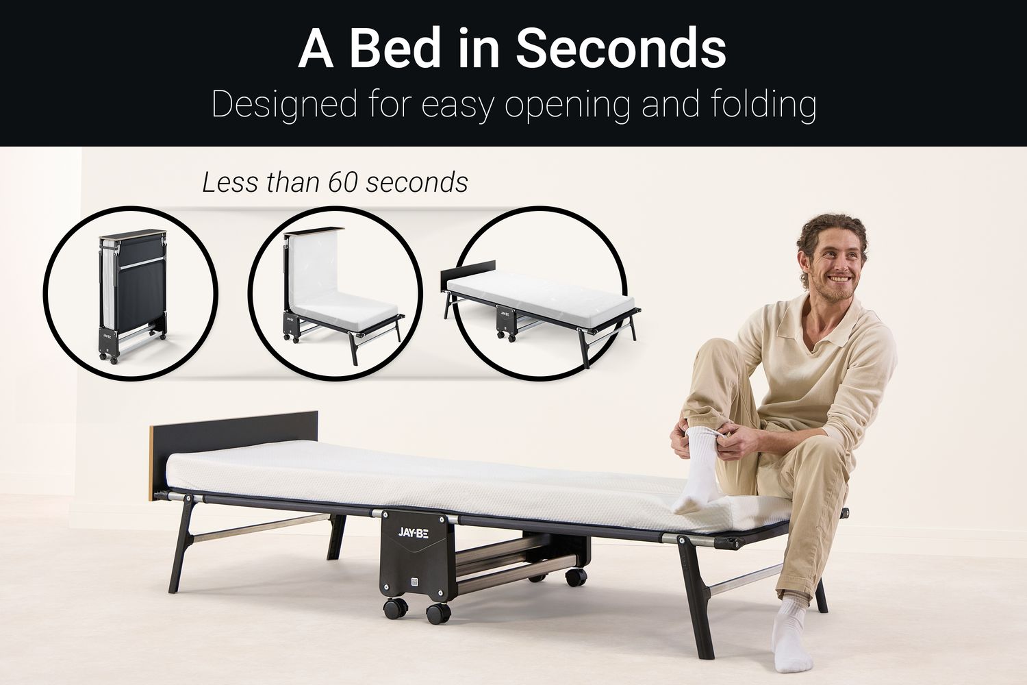 JAY-BE RM80 Rollaway Memory Folding Bed | Single Bed | Memory e-Fibre Mattress | 80cm-8