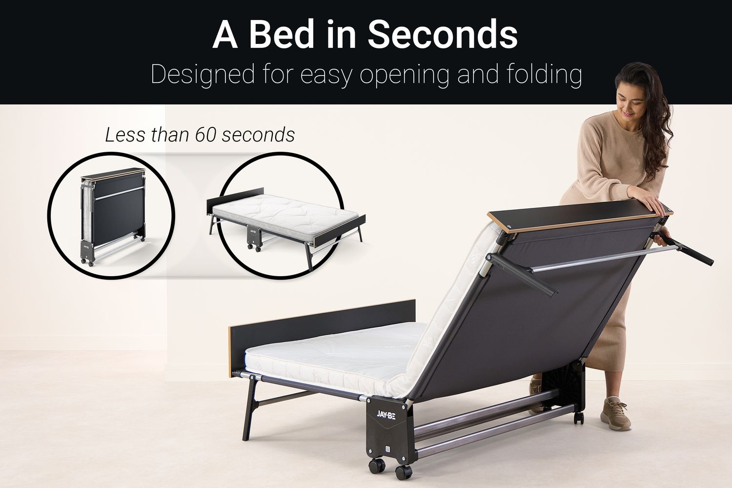 JAY-BE GP120 Grand Folding Bed | Pocket Sprung Mattress | Small Double-8