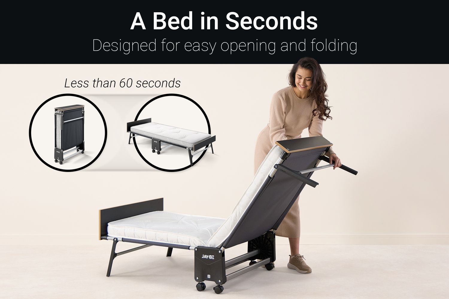 JAY-BE GP80 Grand Folding Bed | Pocket Sprung Mattress | Single-8